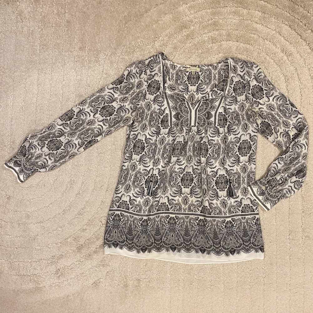 Max Studio Boho Peasant Long Sleeved Flowy Top